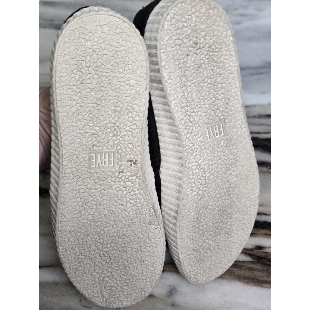FRYE Camille Black Suede Perforated Slip‎ On Shoes Size 7.5 Preppy Minimalist